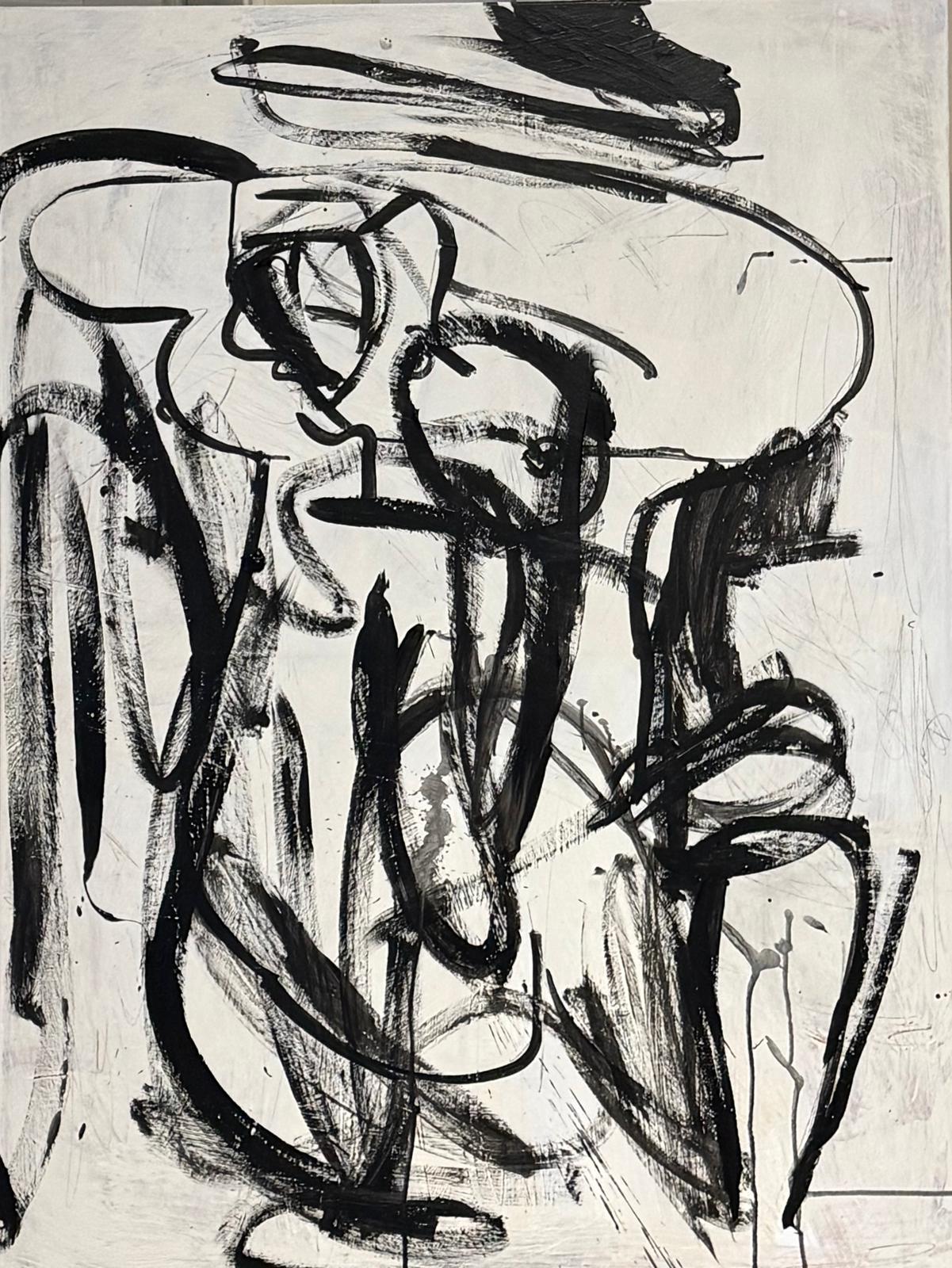 Obraz abstrakcyjny na płótnie w kolorze biało-czarnym - HIDDEN FIGURE (pion)