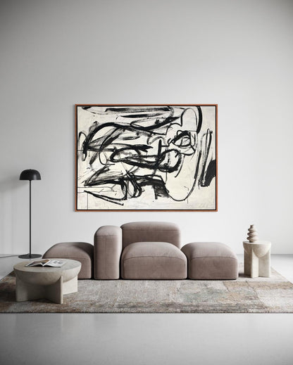 Obraz abstrakcyjny na płótnie w kolorze biało-czarnym - HIDDEN FIGURE (poziom)