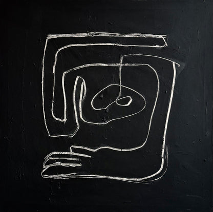 Obraz abstrakcyjny na płótnie w kolorach czerni - QUIET MIND