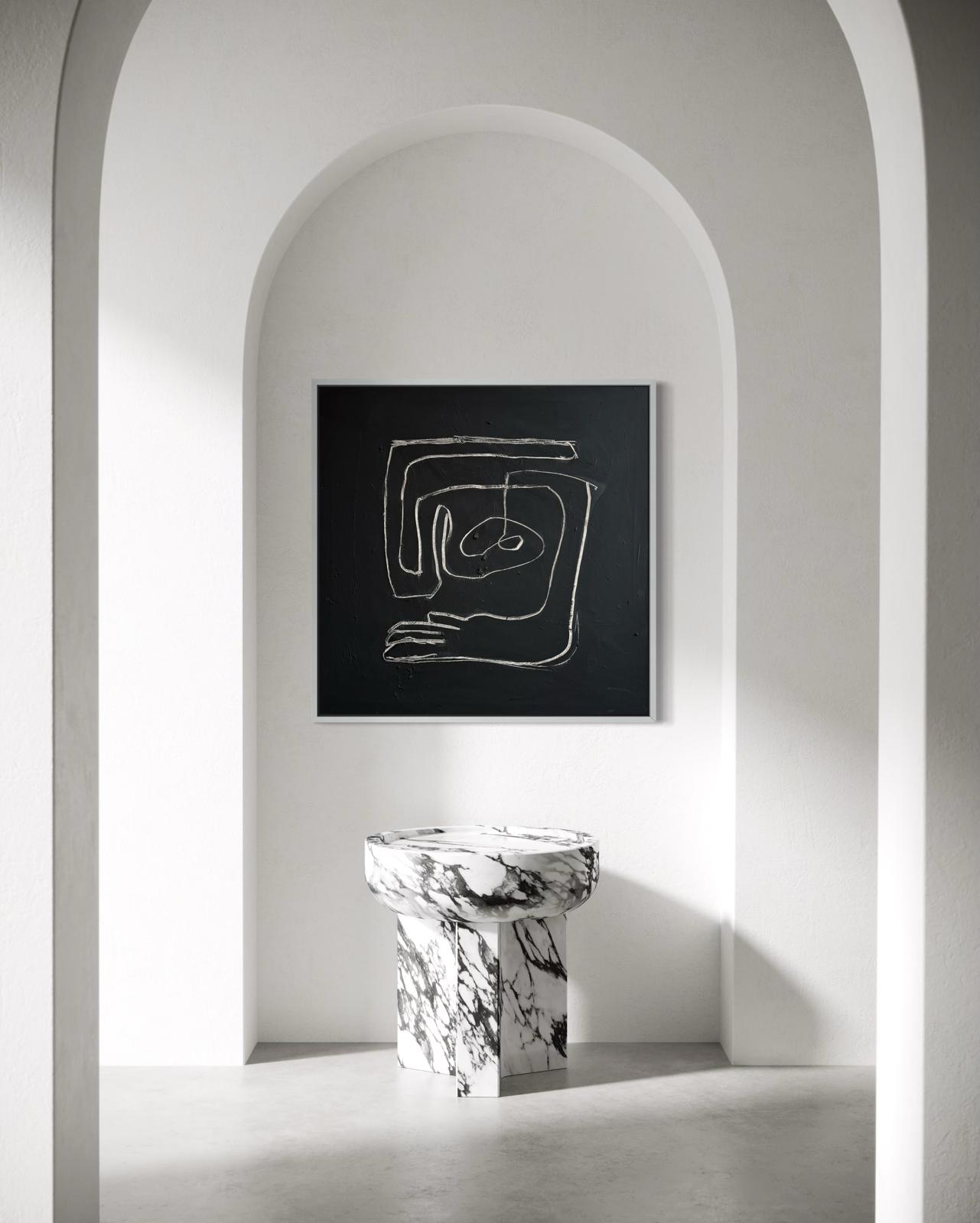 Obraz abstrakcyjny na płótnie w kolorach czerni - QUIET MIND