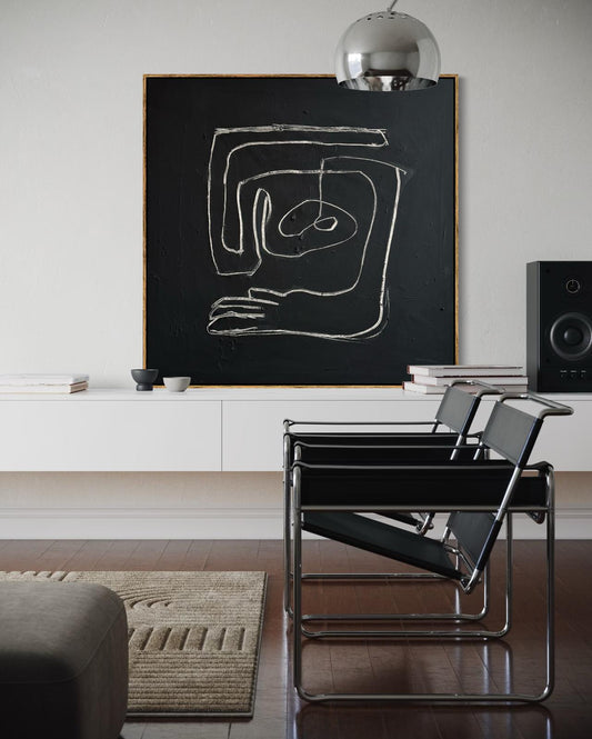 Obraz abstrakcyjny na płótnie w kolorach czerni - QUIET MIND