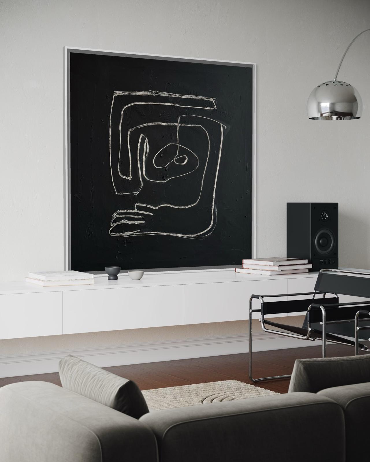 Obraz abstrakcyjny na płótnie w kolorach czerni - QUIET MIND