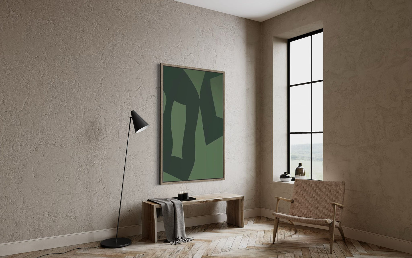 Abstrakter Leinwanddruck in Grün – GREEN BALANCE