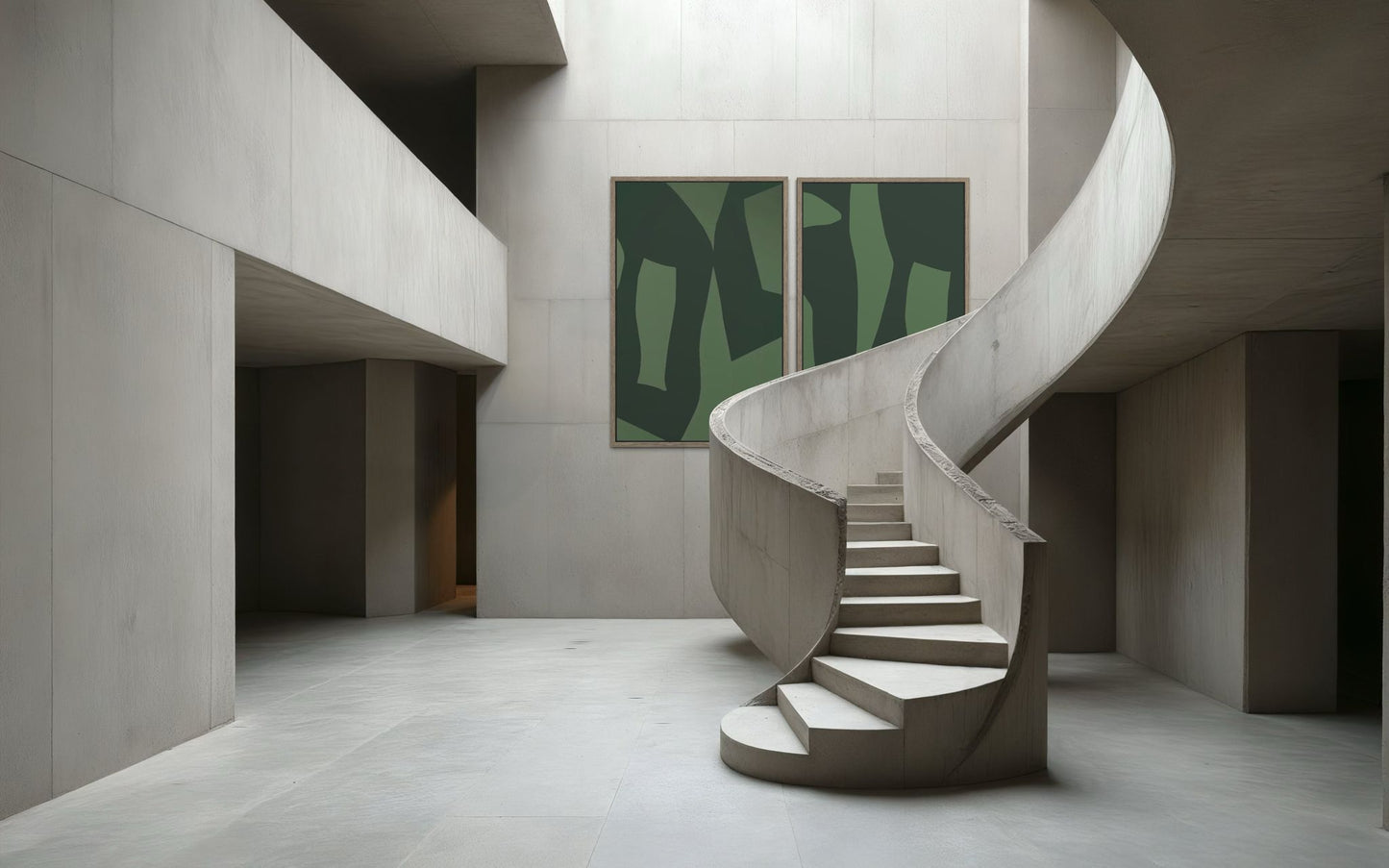 Zestaw 2 – Obrazy abstrakcyjne na płótnie w kolorze zielonym - GREEN BALANCE, TENTION, DIALOGUE