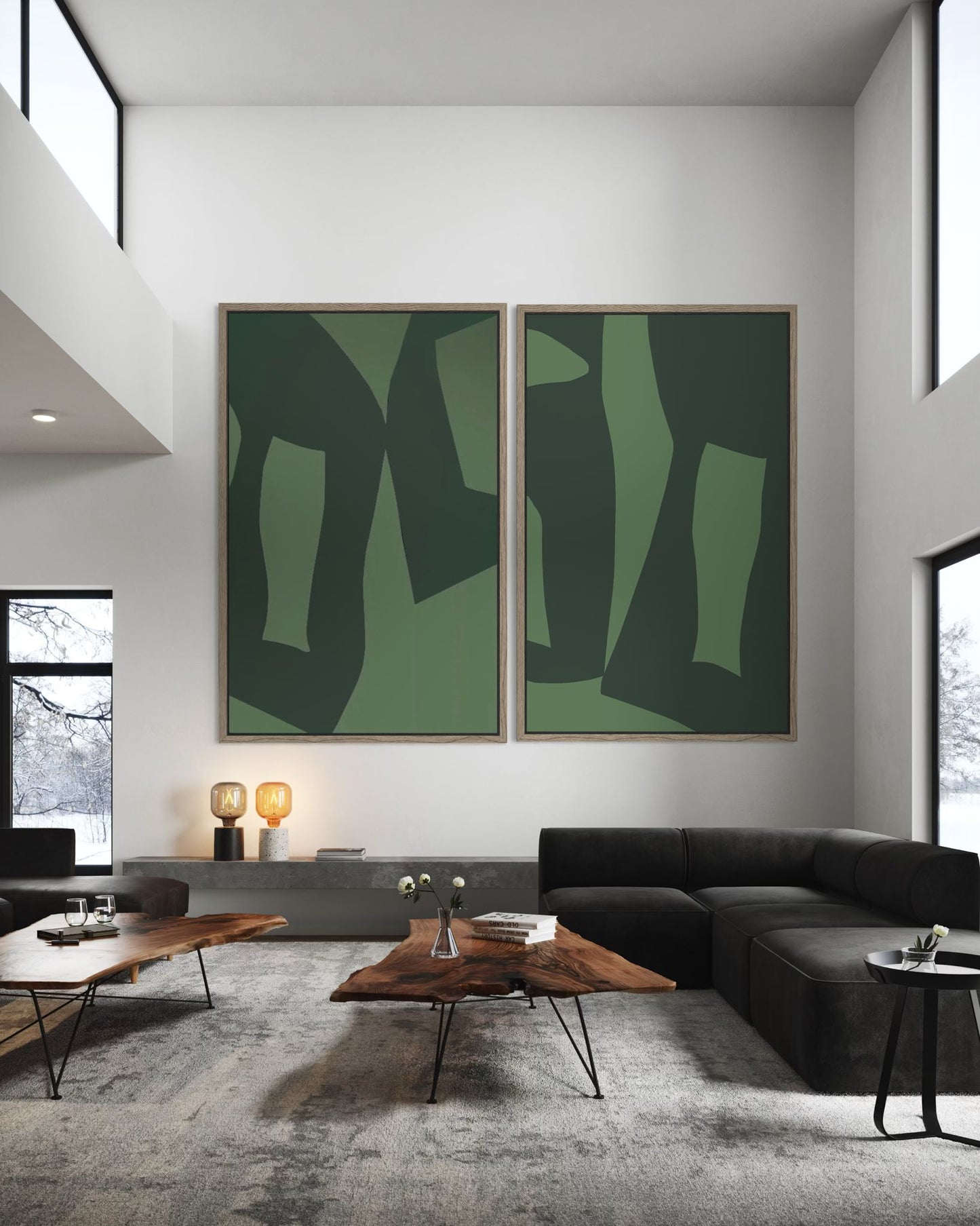 Abstrakter Leinwanddruck in Grün – GREEN BALANCE