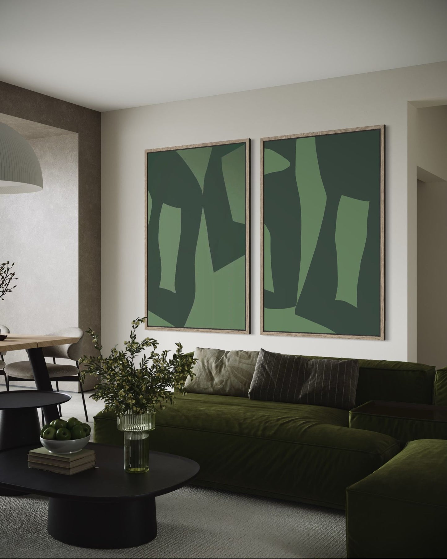 Abstrakter Leinwanddruck in Grün – GREEN BALANCE