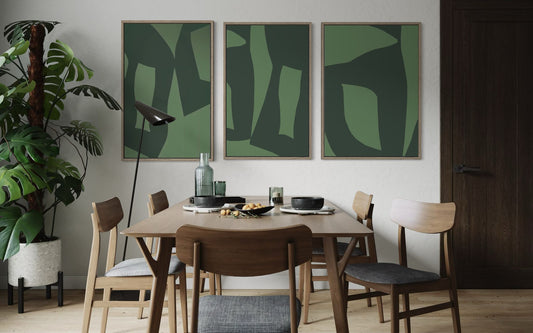 Set 3 – Abstrakte Leinwanddrucke in Schwarz- und Karamelltönen (3-teilig)