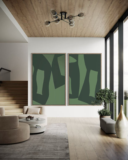 Abstrakter Leinwanddruck in Grün – GREEN TENSION