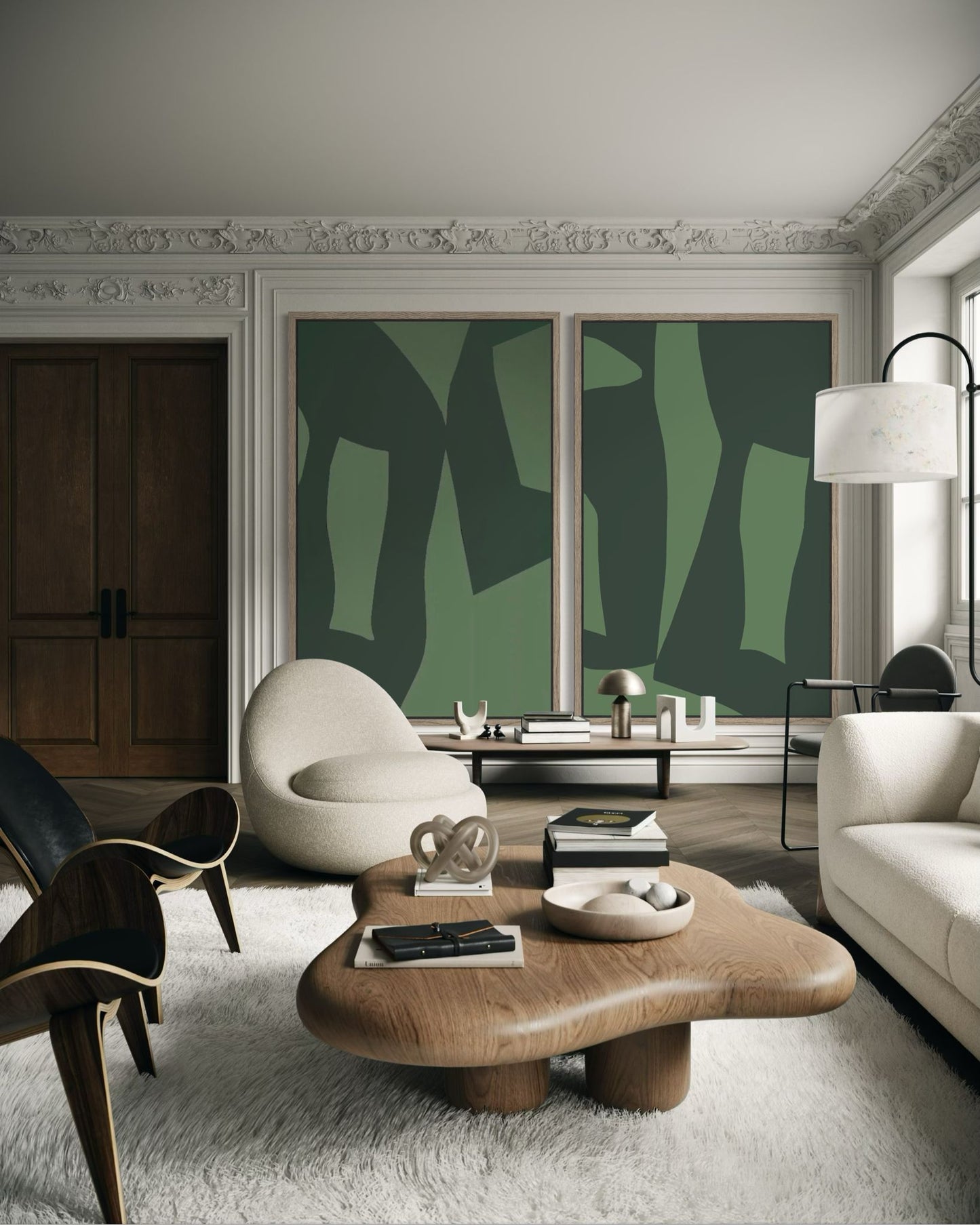 Zestaw 2 – Obrazy abstrakcyjne na płótnie w kolorze zielonym - GREEN BALANCE, TENTION, DIALOGUE