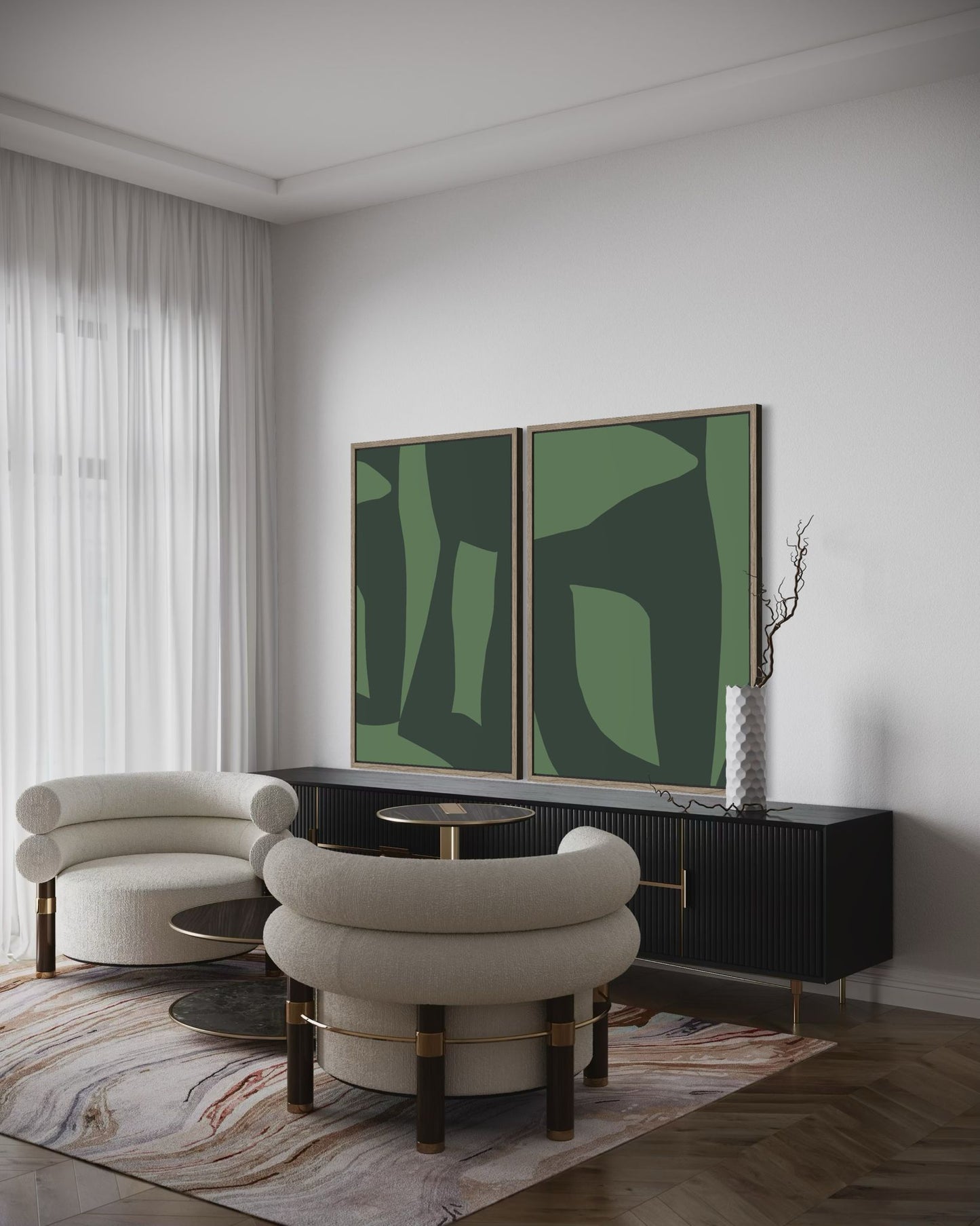 Abstrakter Leinwanddruck in Grün – GREEN TENSION