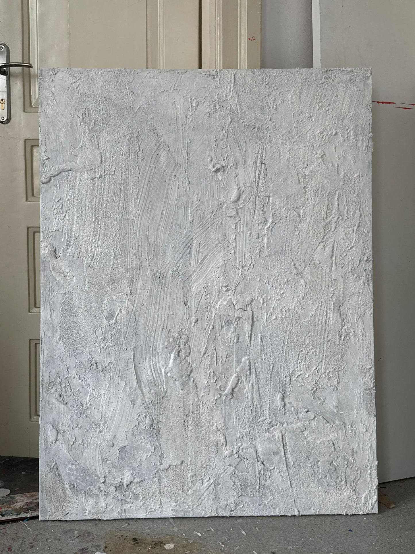 Obraz strukturalny malowany na płótnie w kolorze białym