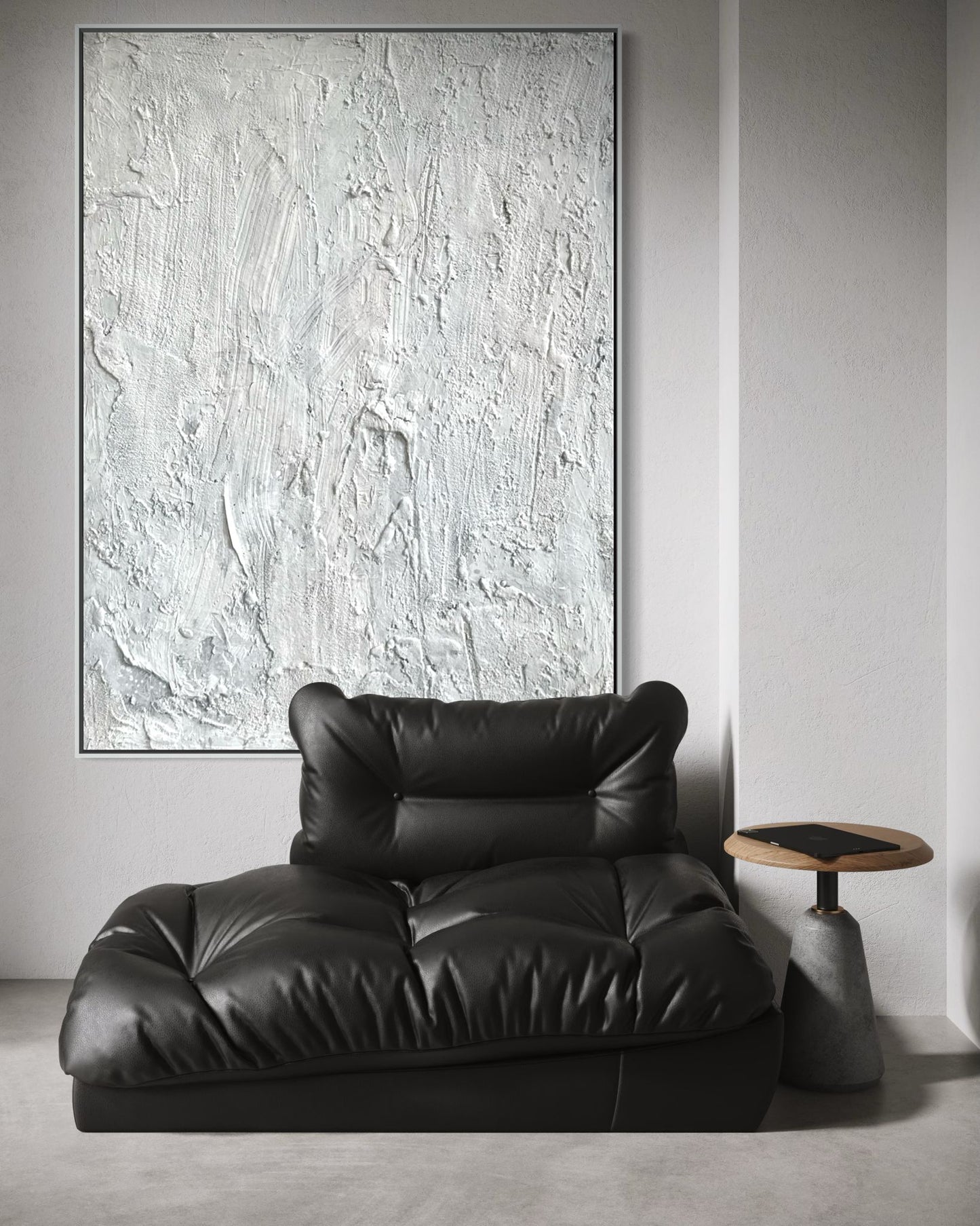 Obraz strukturalny malowany na płótnie w kolorze białym