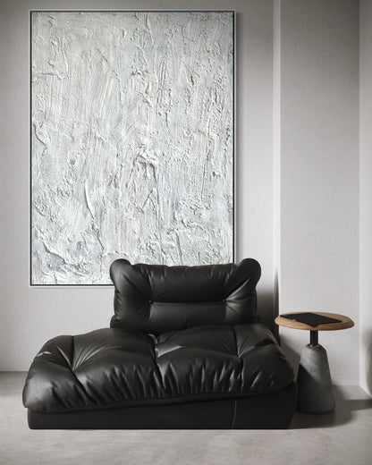 Obraz strukturalny malowany na płótnie w kolorze białym