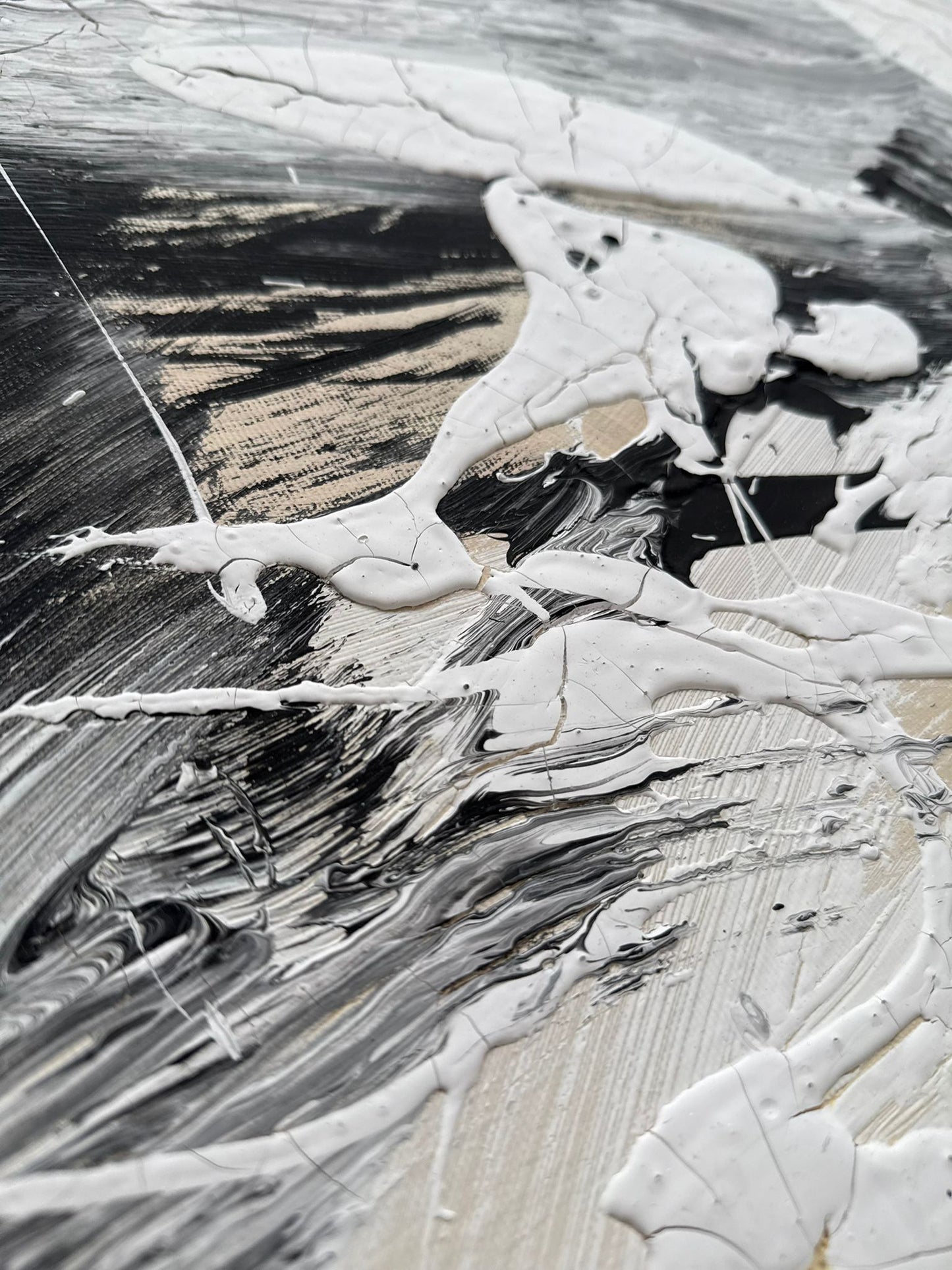 Hand-painted artwork on canvas in shades of beige - SPECTRUM WHISPERS 