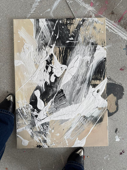 Hand-painted artwork on canvas in shades of beige - SPECTRUM WHISPERS 