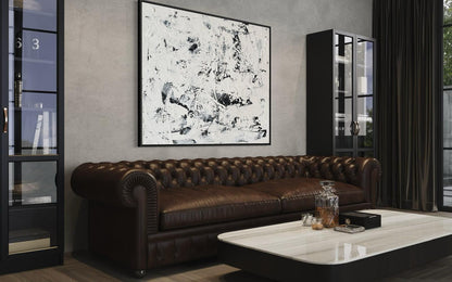 Canvas print, abstract in black and white – RAW BALANCE (horizontal)