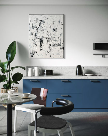 Canvas print, abstract in black and white – RAW BALANCE (vertical)