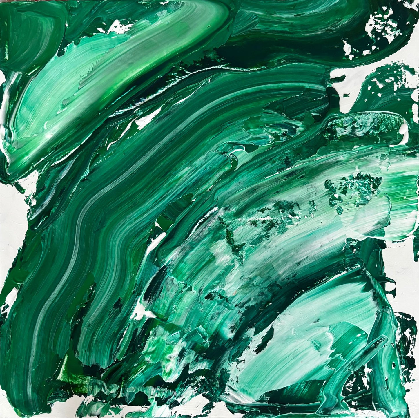 Abstrakter Leinwanddruck in Grüntönen – EMERALD