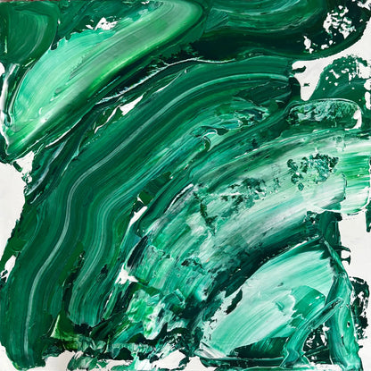 Abstrakter Leinwanddruck in Grüntönen – EMERALD