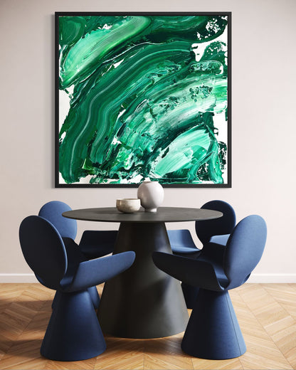 Abstrakter Leinwanddruck in Grüntönen – EMERALD