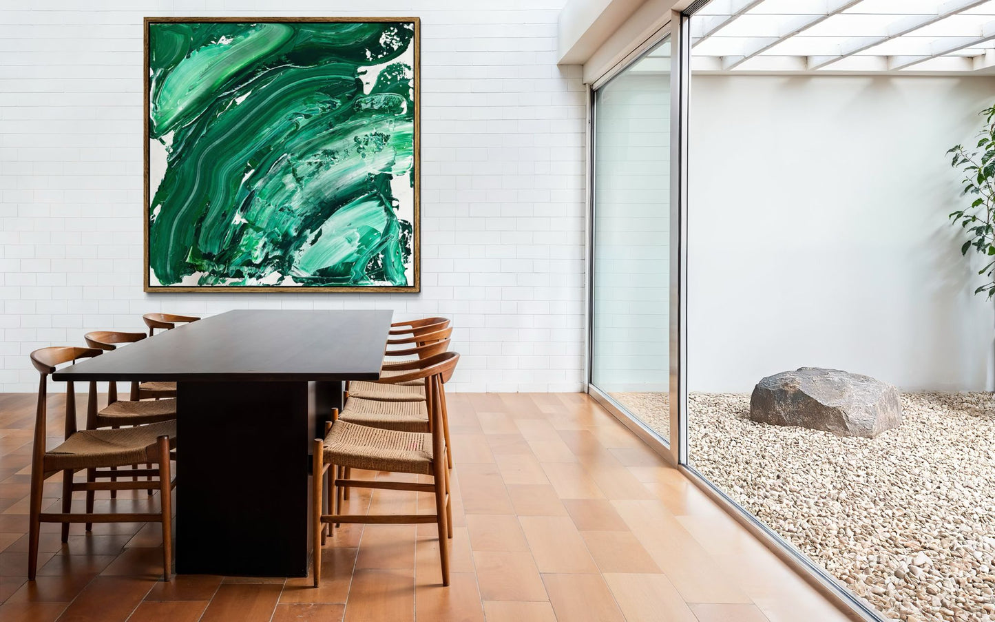 Abstrakter Leinwanddruck in Grüntönen – EMERALD