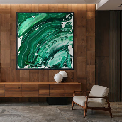Abstrakter Leinwanddruck in Grüntönen – EMERALD