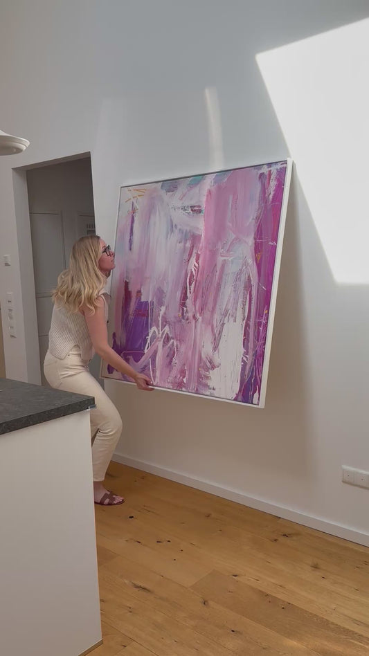 Abstrakter Leinwanddruck in Rosatönen – DREAM DUST